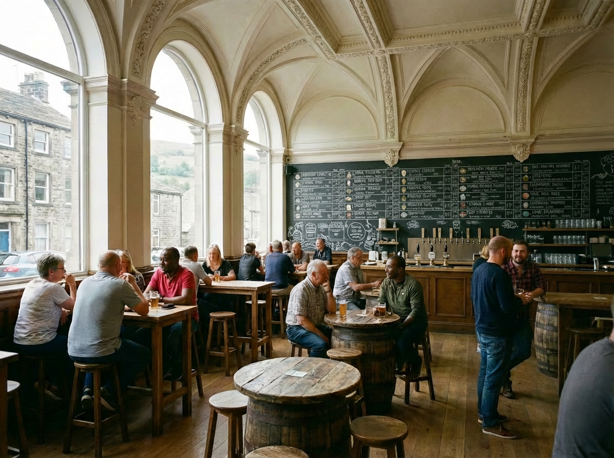 Flight of beers at a brewery taproom